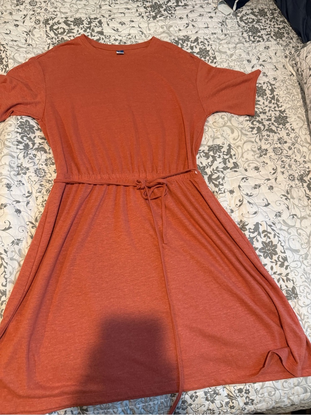 Old Navy Rust Short-Sleeve Tie-Waist Midi Dress